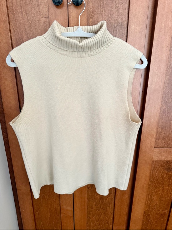 Zara Sweaters - Zara Cream Sleeveless Turtleneck Knit Top